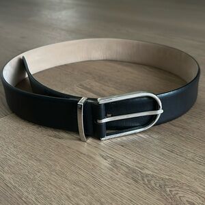ARITZIA Black Pleather Belt with Silver Buckle